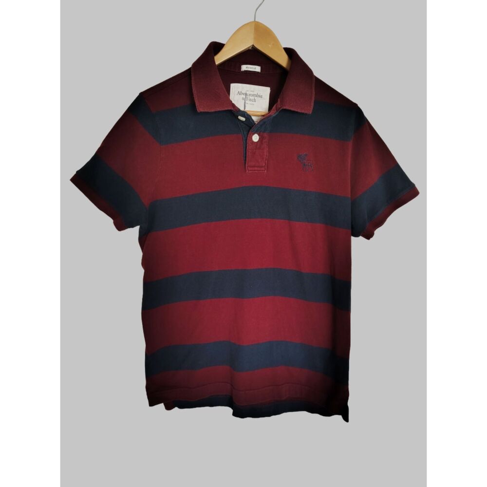 Vintage Abercrombie & Fitch Muscle Polo Indie Sleaze Preppy Striped Rugby Y2K